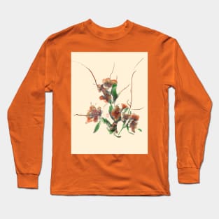 red watercolor and sumiE ink flowers Long Sleeve T-Shirt